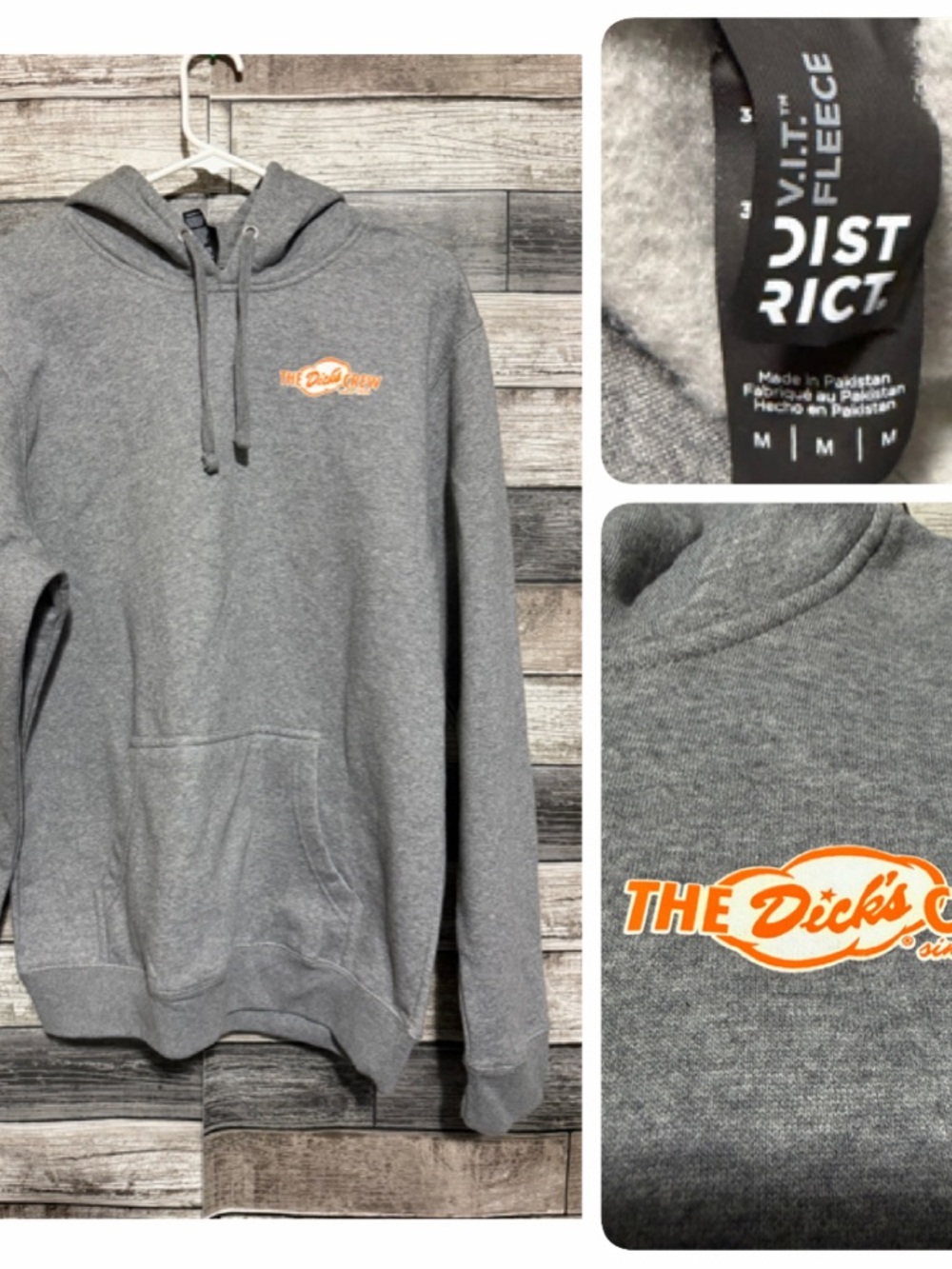 District Dicks Drive In Burgers Crew Hoodie Men’s M Gray Pullover Fleece